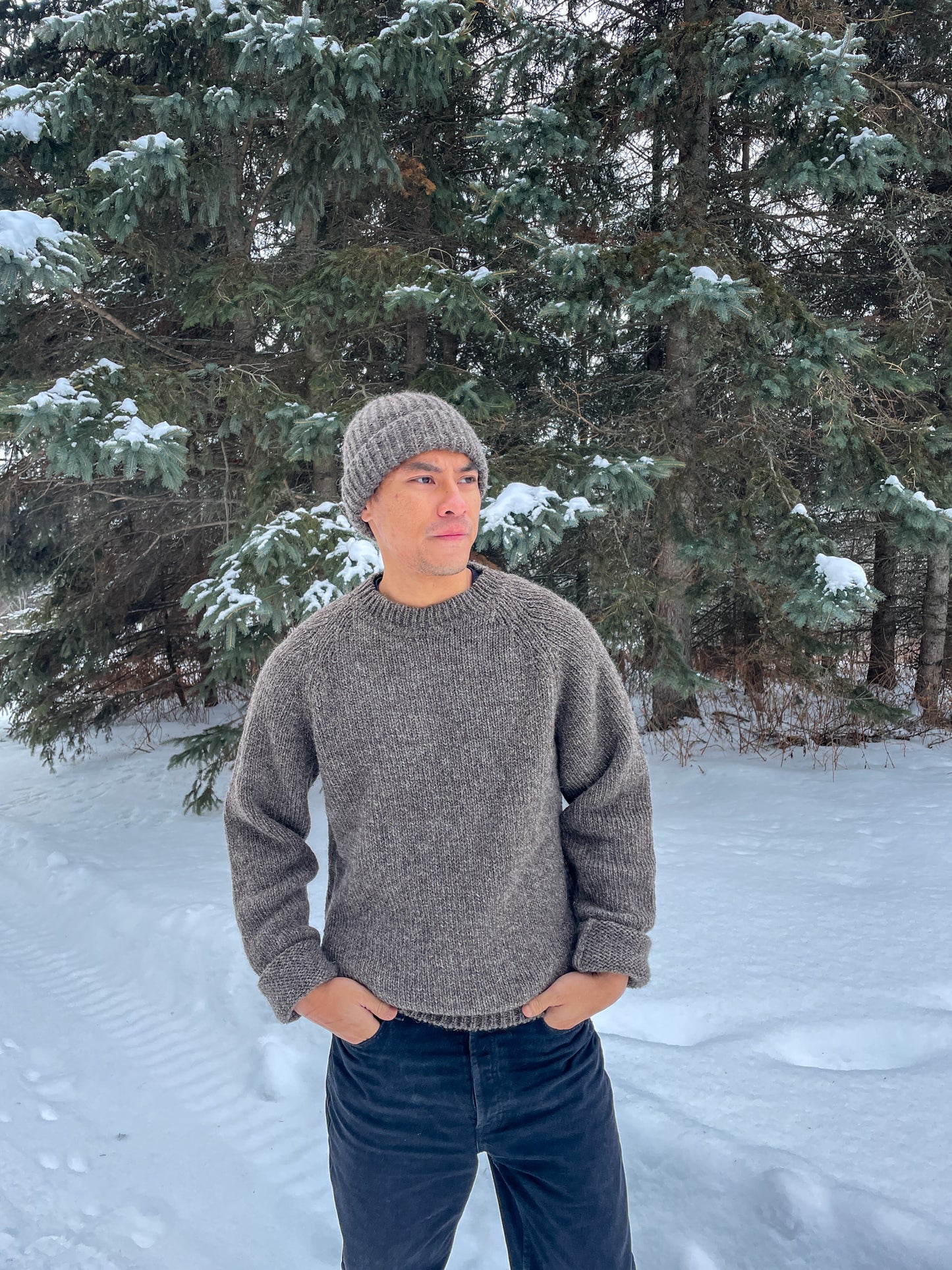 Willow Toque – Ribbed wool beanie in natural undyed wool, handmade in Alberta