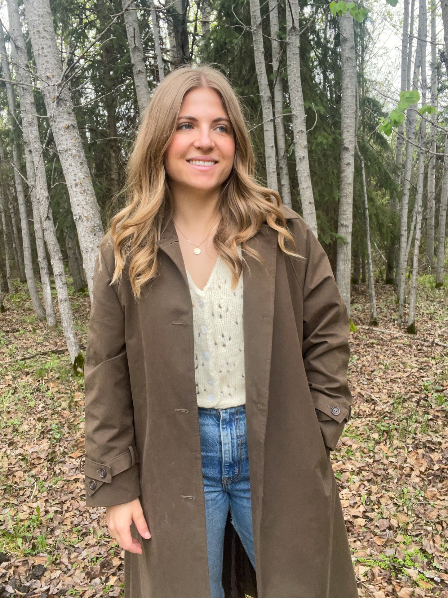 Aspen Lace Button-up - Sleeveless white wool vest with eyelet knit and buttons